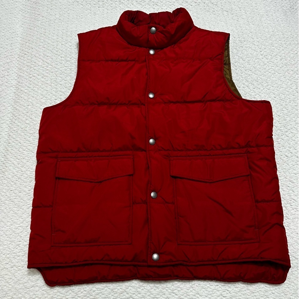 Lands End Puffer Vest Button Snap Pockets Men’s Size XL